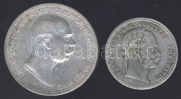 Ausztria 1869. 10Kr Ag + 1908. 1K Ag "Jubileum" T:3,2/3