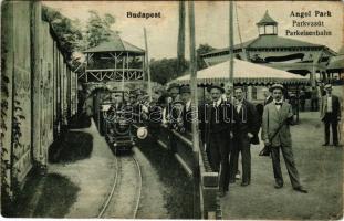 Budapest XIV. Városliget, Angol Park vidámpark, parkvasút, kisvasút, gőzmozdony (fa)