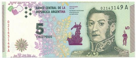 Argentína 2015(DN) 5P "02143149A" T:UNC
Argentina 2015(ND) 5 Pesos "02143149A" ...