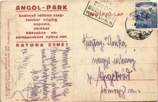 1924 Budapest XIV. Városliget, Angol Park vidámpark, A kelet kapuja, Néger falu. Hátoldalon reklám (...