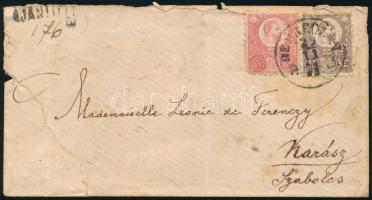 1871 Réznyomat 5kr + 15kr ajánlott levélen, főnemesi címzettnek "DEBRECZEN" - Karász