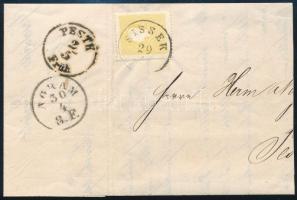 1860 2kr nagy levéldarabon / on large cover piece "SISSEK"