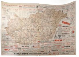 1947 Magyarország Új Autotérképe, 1947. nyár, tervezte: Reizinger Nándor, 1:600,000, korabeli reklám...