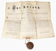 1904 Esőssy Béla jogi diplomája Pergamen, jó állapotban, függő viaszpecséttel. Demkó György (1856-19...