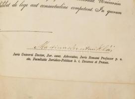 1904 Esőssy Béla jogi diplomája Pergamen, jó állapotban, függő viaszpecséttel. Demkó György (1856-19...