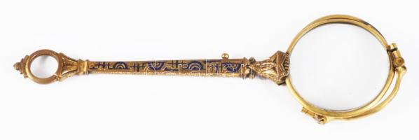 cca 1900 Antik aranyozott lornyon, h: 14,5 cm