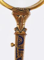cca 1900 Antik aranyozott lornyon, h: 14,5 cm