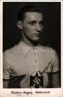 Német kerékpárversenyző, aláírt / Walter Rappey (?), Dortmund. German cyclist. Jersey with Nazi swas...