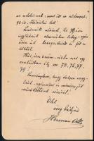 1907 Hermann Ottó (1835-1914) természettudós, politikus, saját kézzel írt magyar nyelvű levele öccsé...