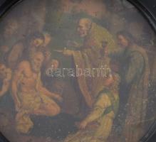 Jelzés nélkül, feltehetően XVIII. sz. v. XIX. sz. festő: Utolsó kenet. Olaj, karton. Hátoldalán régi...