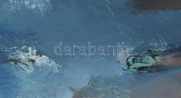 Kárpáti Gusztáv (1941-2013): Táj kazlakkal. Olaj, farost, jelzett, hátoldalán Képcsarnok Vállalat és...