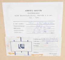 Kárpáti Gusztáv (1941-2013): Táj kazlakkal. Olaj, farost, jelzett, hátoldalán Képcsarnok Vállalat és...