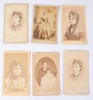ca 1860 6 db vizitkártya fotó hölgyekről / 6 cdv photos