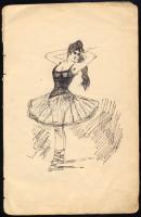 ca 1910 8 db hölgyekről készült tusrajz. 13x20 cm