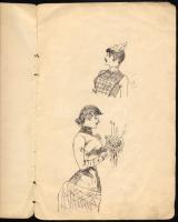 ca 1910 8 db hölgyekről készült tusrajz. 13x20 cm