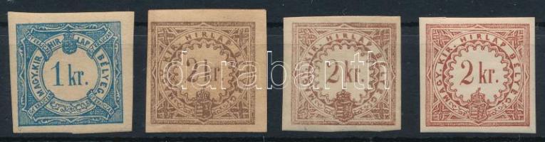 1868 Hírlapilleték bélyeg teljes sor színváltozatokkal (középső 2 db 2kr postatiszta / MNH) / Newspa...