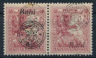 Nagyvárad 1919 Hadisegély 40f pár elcsúszott, kettős felülnyomással (rozsda) / pair with double and ...