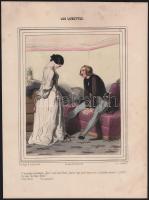 Paul Gavarni (1804-1866), francia grafikus. Les Lorettes Litográfia, papír, kézzel színezett. Híres ...