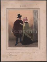 Paul Gavarni (1804-1866), francia grafikus. Les Lorettes Litográfia, papír, kézzel színezett. Híres ...