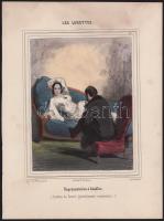 Paul Gavarni (1804-1866), francia grafikus. Les Lorettes. Litográfia, papír, kézzel színezett. Híres...