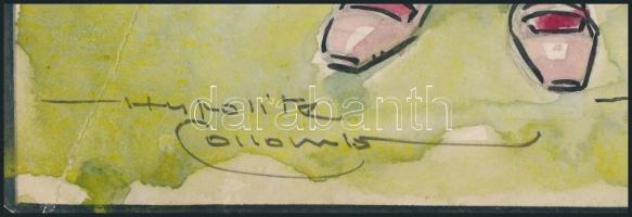 ca 1916 Hypolite Collomb jelzéssel: Német császárt kifigurázó grafika. Akvarell, karton Jelzett, haj...