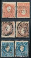 1858 3kr, 10kr + 15kr 2-2 db II. típusú bélyeg elfogazva (16.000)