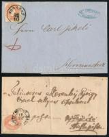 1861 2 db levél 5kr bérmentesítéssel, "NAGY KÁLLÓ" - "NYÍREGYHÁZA" + "FOGAR...