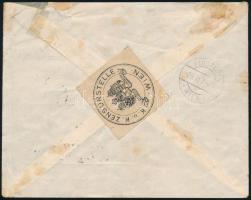 1918. július 20-án Budapesten feladott ajánlott cenzúrázott légi levél Kijevbe, a Budapest-Bécs-Krak...