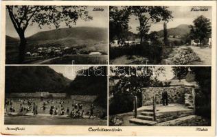 Cserhátszentiván, látkép, falu részlet, strandfürdő, közkút (fl)