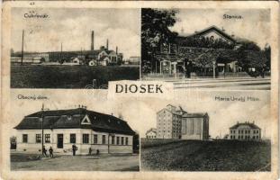1927 Diószeg, Magyardiószeg, Madarsky Diosek, Dioseg, Sládkovicovo; Cukrovár, Stanica, Obecny dom, M...