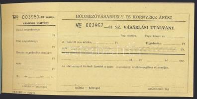 Hódmezővásárhely vásárlási utalvány füzet kitöltetlen szelvényekkel T:1