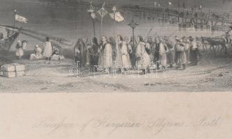 1844 Magyar zarándokok felvonulása Pesten - Pilgrims of Hungarians in Pesth. Acélmetszet William Hen...