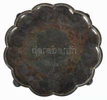 Christofle antik monogramos ezüstözött kínáló, középső fogója nélkül, jelzett, d: 31,5 cm