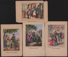 ca 1850 4 db vadászt ábrázoló litográfia lapméret 11x16 cm