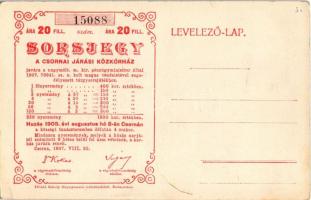 Barbacs, részlet a barbacsi tóból. Hátoldalon sorsjegy a csornai járási kórház javára (EK)