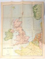 cca 1930-1940 A Brit szigetek térképe, Kókai Lajos kiadása, Bp., Hornyánszky-ny., 88x62,5 cm / Map o...