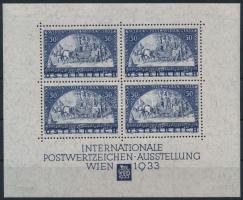 1933 WIPA blokk a 4 sarkán falcos / Block with original gum, lightly hinged on 4 corners (Mi EUR 2.7...