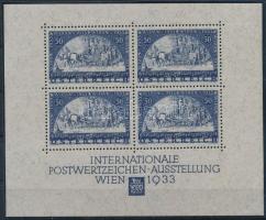 1933 WIPA blokk felül a beragasztásból származó nyomokkal / Block with original gum, with usual smal...