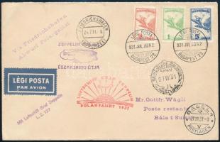 1931 Zeppelin Polarfahrt levél Svájcba / Polarfahrt cover to Basel via Malygin