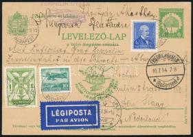 1934 Zeppelin svájci útja levelezőlap Hollandiába / Zeppelin Fahrt in die Schweiz postcard to Hollan...