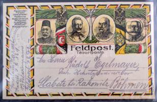100 db régi főleg külföldi küldemény közte képeslapok, tábori és haditengerészeti posták, vasúti bél...