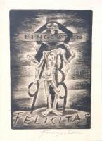 Michel Fingesten (1884-1943): Felicitas 1939. (morbid, újévi üdvözlő grafika a művész saját kezű alá...