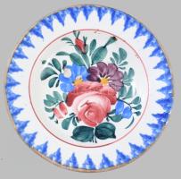 cca 1850 Miskolcz dísztányér, felületi sérüléssel, d: 21 cm