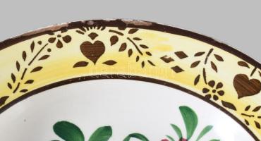 cca 1880-1900 Telkibánya dísztányér felületi sérülésekkel, d: 23 cm