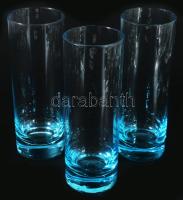 3 darab kék üdítős pohár, hibátlan, m: 17 cm