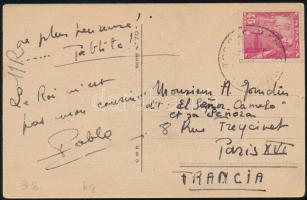 1949 Pablo Picasso (1881-1971) autográf képeslapja unokája, Pablito születésének örömhírével. 

Er...
