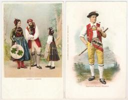 Svájc tájak és viseletek 37 régi képeslap sok lithoval / Switzerland landscapes and folklore 37 old ...