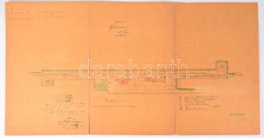 1871 Felvinc vasútállomás kézzel rajzolt alaprajza a tervező aláírásával. Felvinc (Unirea, korábban ...