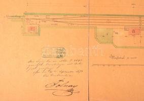 1871 Felvinc vasútállomás kézzel rajzolt alaprajza a tervező aláírásával. Felvinc (Unirea, korábban ...