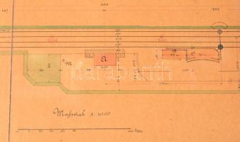 1871 Felvinc vasútállomás kézzel rajzolt alaprajza a tervező aláírásával. Felvinc (Unirea, korábban ...